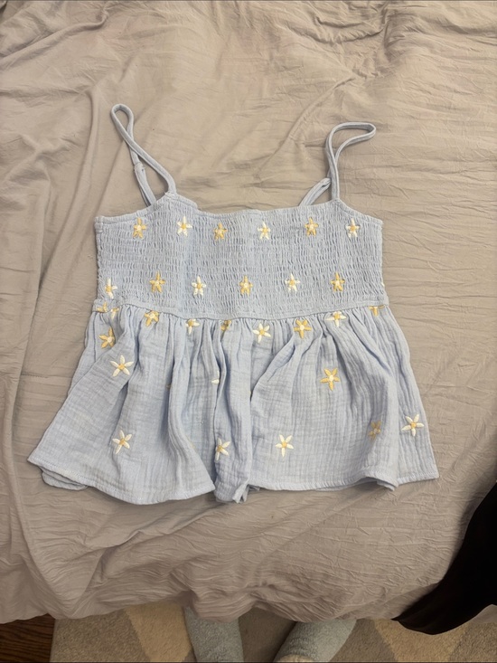 Altar'd State Tops - Altar'd State Pale Blue Daisy Smocked Cami